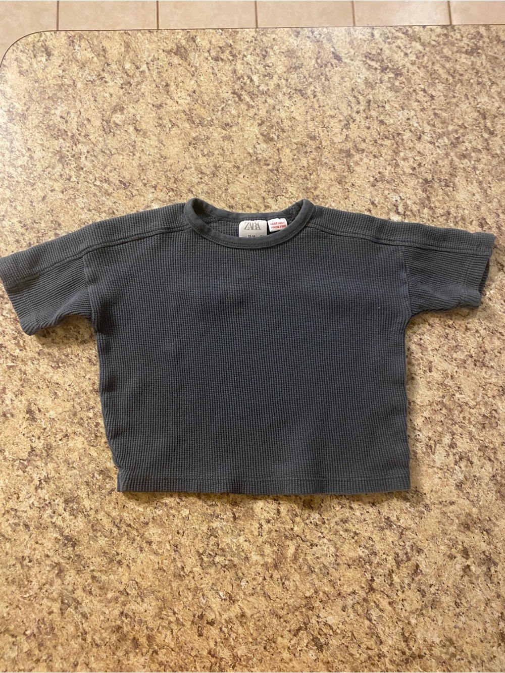 ZARA Kids Charcoal Short-Sleeve Waffle Tee